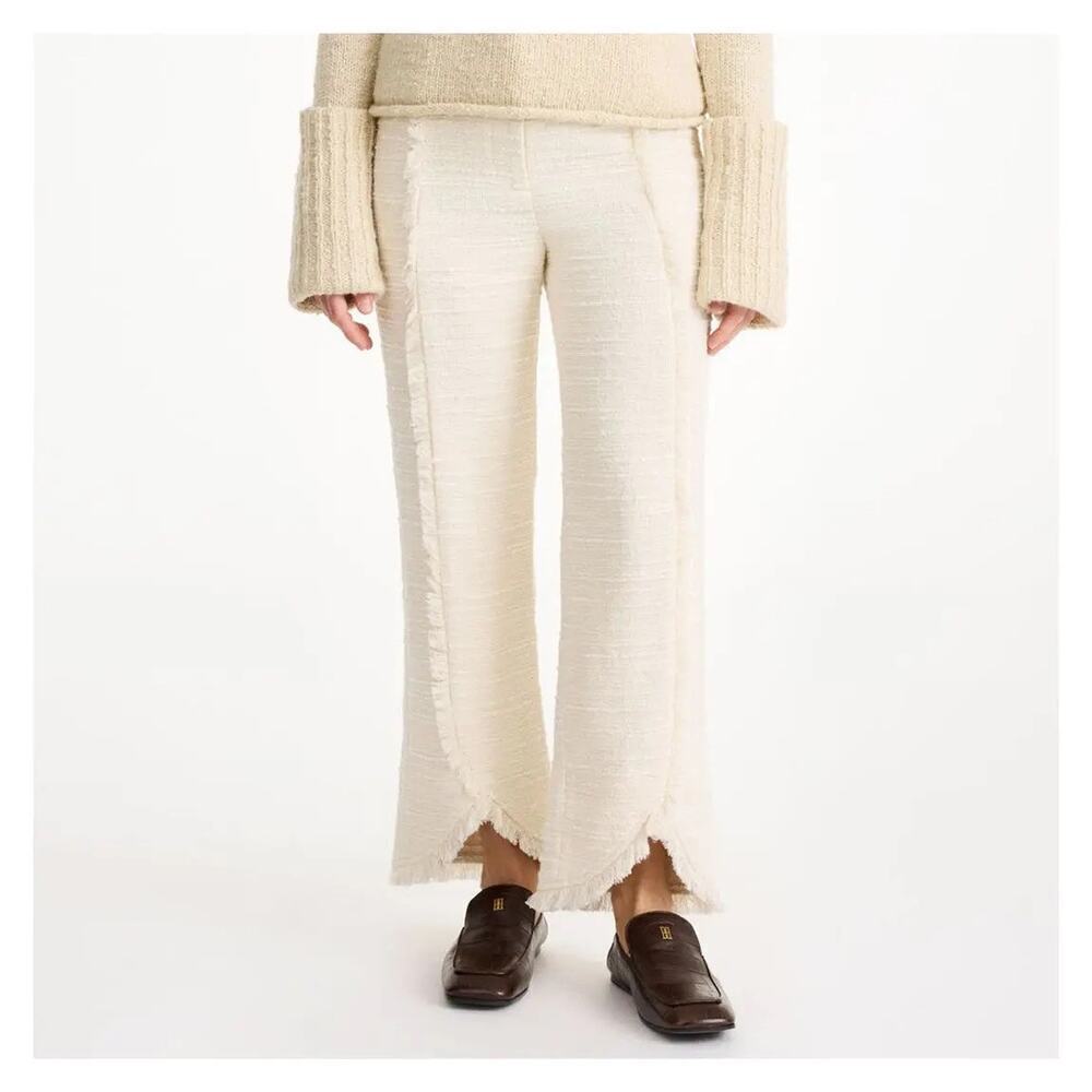 BY MALENE BIRGER Ivory Nadihas Bouclé Crop Trousers Size 6 / 27" NWT - Picture 3 of 16